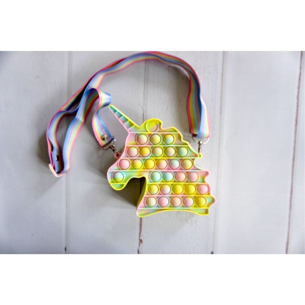 Pop It Silicone Rainbow Unicorn Crossbody Bag/Purse For Kids